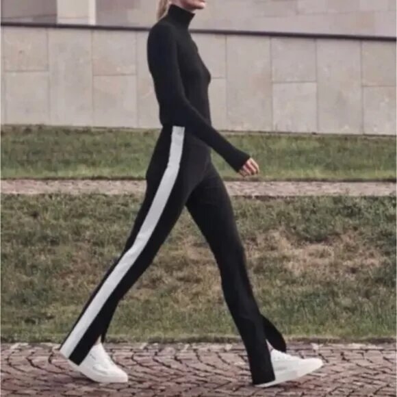 Athleta Interstellar Tight Colorblock Side Stripe High Rise Slit Pants Size 4‎ - Picture 2 of 11